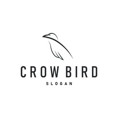 Siyah karga logo logosu basit antika siyah konsept tasarımı çizimi