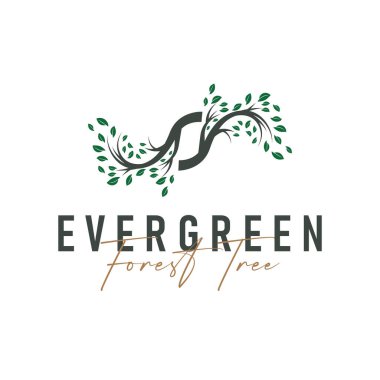 Ağaç silueti kavramı çocukların oyun alanı logosu oyun alanı doğal ağaç kavramı ve yeşil orman ağacı doğası ürün markası sembolü veya poster illüstrasyon şablonu olarak.