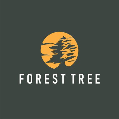 Ağaç silueti kavramı çocukların oyun alanı logosu oyun alanı doğal ağaç kavramı ve yeşil orman ağacı doğası ürün markası sembolü veya poster illüstrasyon şablonu olarak.