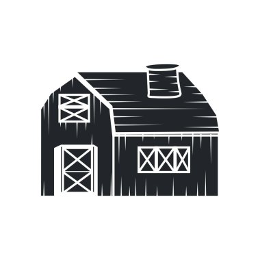 Çiftlik evi tasarımı basit ahır logosu konsepti basit bir çiftlik ambarı çizimi, eski model, antika, ticari marka şablonu