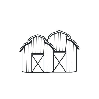 Çiftlik evi tasarımı basit ahır logosu konsepti basit bir çiftlik ambarı çizimi, eski model, antika, ticari marka şablonu