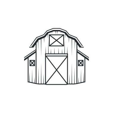 Çiftlik evi tasarımı basit ahır logosu konsepti basit bir çiftlik ambarı çizimi, eski model, antika, ticari marka şablonu