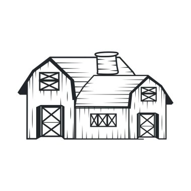 Çiftlik evi tasarımı basit ahır logosu konsepti basit bir çiftlik ambarı çizimi, eski model, antika, ticari marka şablonu