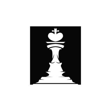 Basit tasarım satranç logosu konsepti siluet eski model şablonu
