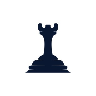Basit tasarım satranç logosu konsepti siluet eski model şablonu