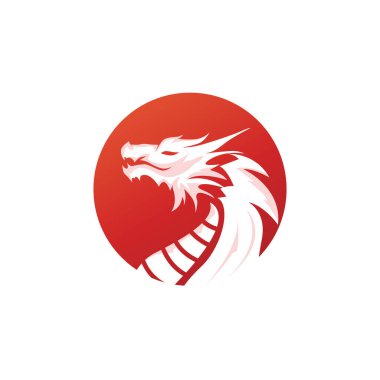 Basit ejderha logosu ve antika illüstrasyon tasarımlı mistik hayvan efsanesi tasarımı.