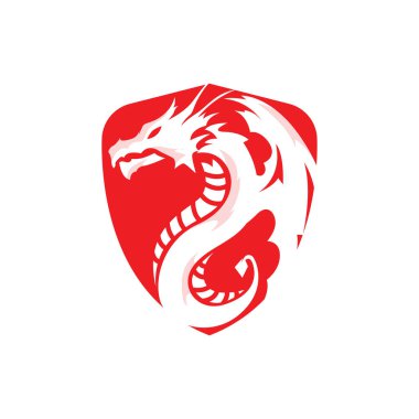 Basit ejderha logosu ve antika illüstrasyon tasarımlı mistik hayvan efsanesi tasarımı.