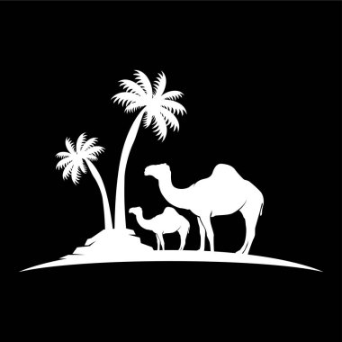 Çöl hayvanı tasarımı sahara siluet logo deve basit modern konsept karavan deve illüstrasyon sembolü marka ürün işi