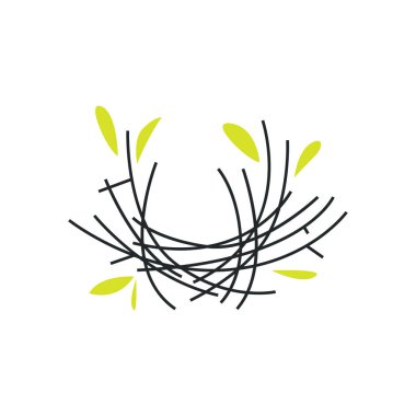 Modern tasarım kuş yuvası logosu, çizgi konsepti kuş barınağı, uçan hayvan şablonu çizim sembolü marka markası