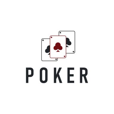 Poker logosu tasarımı basit bir minimalist kart oyunu kumarbaz oyunu ile kart sembolleri tasarım illüstrasyon şablonu olarak tasarım