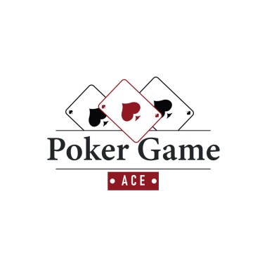 Poker logosu tasarımı basit bir minimalist kart oyunu kumarbaz oyunu ile kart sembolleri tasarım illüstrasyon şablonu olarak tasarım
