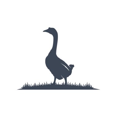 Siyah siluet konseptli çiftlik tasarımı ördek logosu hayvancılık sembolü basit illüstrasyon şablonu