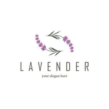 Lavanta Logosu, Basit Mor Çiçek Bitki Vektörü, Kutlama Kartı Tasarımı, Banner, Çiçek Süslemesi, Lavantalı El Çizimi Düğünü, Simge Simgesi İllüstrasyonu
