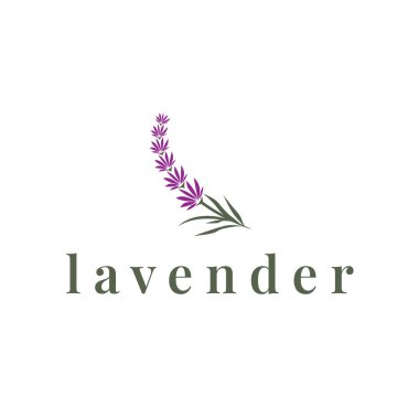 Lavanta Logosu, Basit Mor Çiçek Bitki Vektörü, Kutlama Kartı Tasarımı, Banner, Çiçek Süslemesi, Lavantalı El Çizimi Düğünü, Simge Simgesi İllüstrasyonu