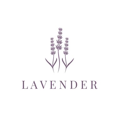 Lavanta Logosu, Basit Mor Çiçek Bitki Vektörü, Kutlama Kartı Tasarımı, Banner, Çiçek Süslemesi, Lavantalı El Çizimi Düğünü, Simge Simgesi İllüstrasyonu