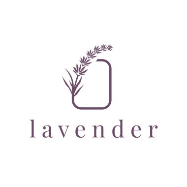 Lavanta Logosu, Basit Mor Çiçek Bitki Vektörü, Kutlama Kartı Tasarımı, Banner, Çiçek Süslemesi, Lavantalı El Çizimi Düğünü, Simge Simgesi İllüstrasyonu