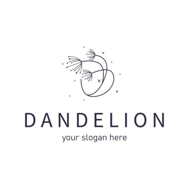 Karahindiba Çiçeği Logosu Tasarımı Basit Minimalist Sembol Şablonu