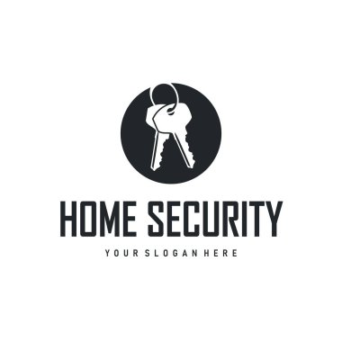 Ev güvenlik tasarımı basit anahtar logosu eski vintage minimalist şablon çizimi