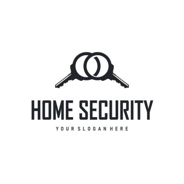 Ev güvenlik tasarımı basit anahtar logosu eski vintage minimalist şablon çizimi