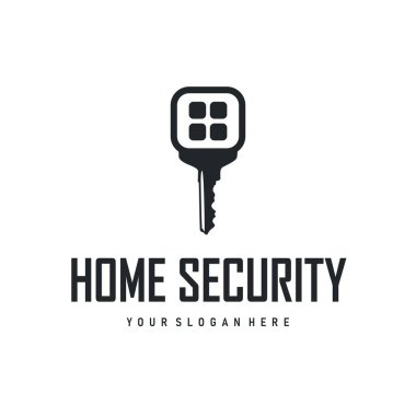 Ev güvenlik tasarımı basit anahtar logosu eski vintage minimalist şablon çizimi