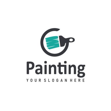 Resim tasarımı logosu boya fırçası sıvı boya renkli ve eşsiz premium simge simgesi