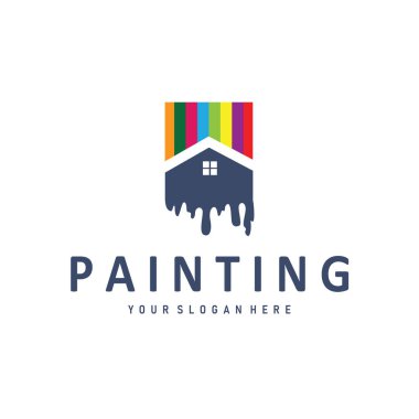 Resim tasarımı logosu boya fırçası sıvı boya renkli ve eşsiz premium simge simgesi