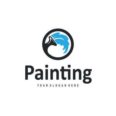 Resim tasarımı logosu boya fırçası sıvı boya renkli ve eşsiz premium simge simgesi