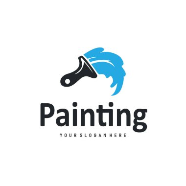 Resim tasarımı logosu boya fırçası sıvı boya renkli ve eşsiz premium simge simgesi