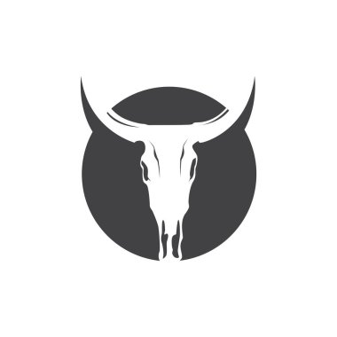 Batı Teksas 'taki eski çiftlik konsept şablonundan Longhorn logo illüstrasyon boynuzu sembollü klasik tasarım konsepti