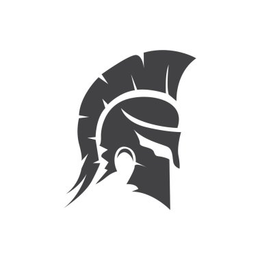 Spartalı logo illüstrasyon klasik konsept eski Spartalı krallık savaşçısı siyah siluet cazibe tasarımı