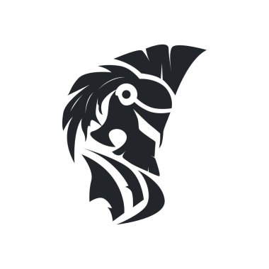 Spartalı logo illüstrasyon klasik konsept eski Spartalı krallık savaşçısı siyah siluet cazibe tasarımı