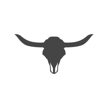 Batı Teksas 'taki eski çiftlik konsept şablonundan Longhorn logo illüstrasyon boynuzu sembollü klasik tasarım konsepti