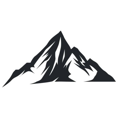 Eski moda tasarımlı siyah siluet konsepti basit dağ logosu doğal manzara sembolü cezbedici dağ doğası.
