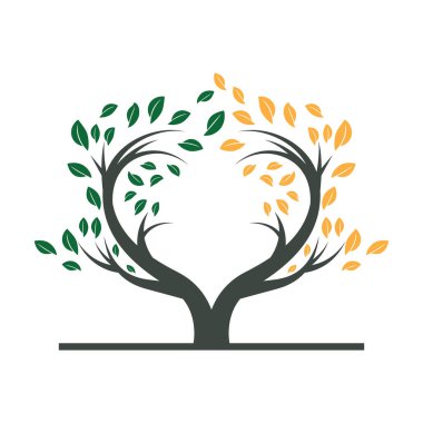 Ağaç silueti kavramı çocukların oyun alanı logosu oyun alanı doğal ağaç kavramı ve yeşil orman ağacı doğası ürün markası sembolü veya poster illüstrasyon şablonu olarak.