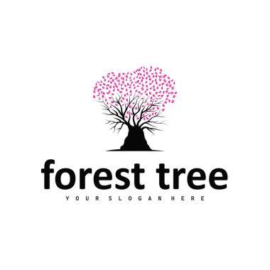 Ağaç silueti kavramı çocukların oyun alanı logosu oyun alanı doğal ağaç kavramı ve yeşil orman ağacı doğası ürün markası sembolü veya poster illüstrasyon şablonu olarak.