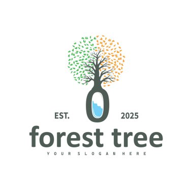 Ağaç silueti kavramı çocukların oyun alanı logosu oyun alanı doğal ağaç kavramı ve yeşil orman ağacı doğası ürün markası sembolü veya poster illüstrasyon şablonu olarak.