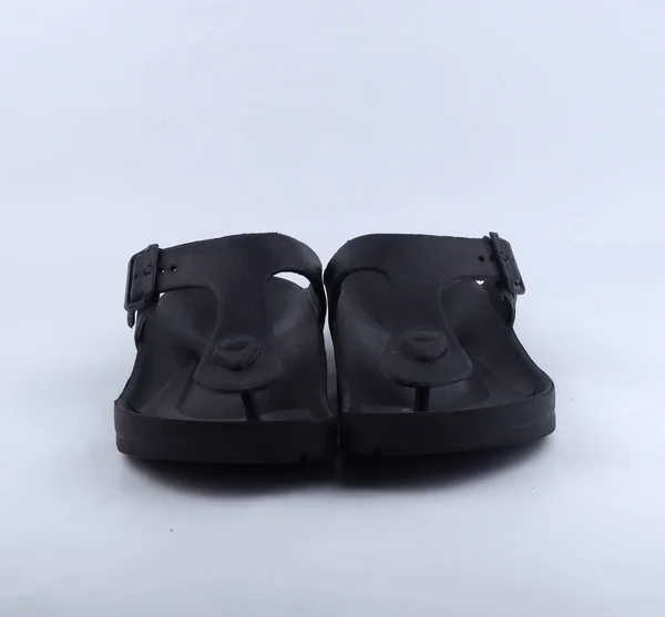 Klassische Schwarze Sandalen Isoliert Auf Weißem Hintergrund — Stockfoto