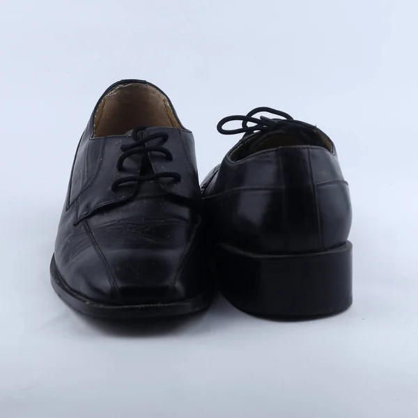 Класичне Чорне Шкіряне Взуття Ізольоване Білому Тлі — стокове фото