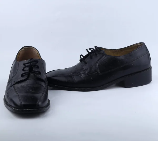 Classic Black Leather Shoes Isolated White Background — Stock Photo, Image