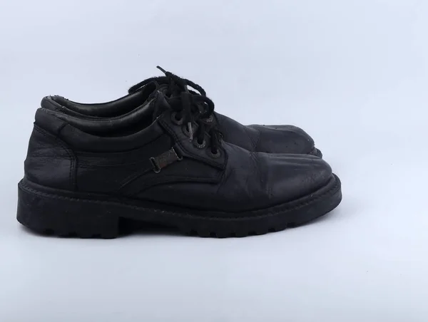 Классические Черные Кожаные Туфли Белом Фоне — стоковое фото