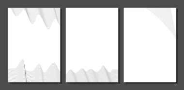 Soyut çarpık çizgili poster ya da kapak tasarımı şablonu. Vektör eğimli eğimli, dalgalı çizgi desenli. İş tasarımınız için yepyeni bir tarz