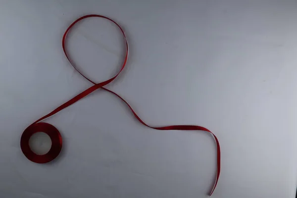Red Support Ribbon Isoliert Auf Weißem Hintergrund Welt Aids Tag — Stockfoto