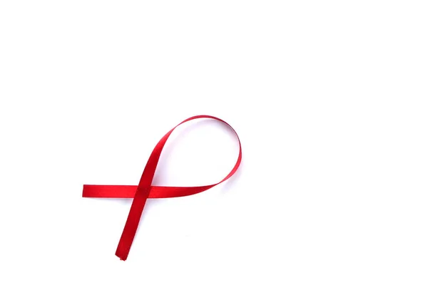 Red Support Ribbon Geïsoleerd Witte Achtergrond Wereld Aids Dag Nationale — Stockfoto