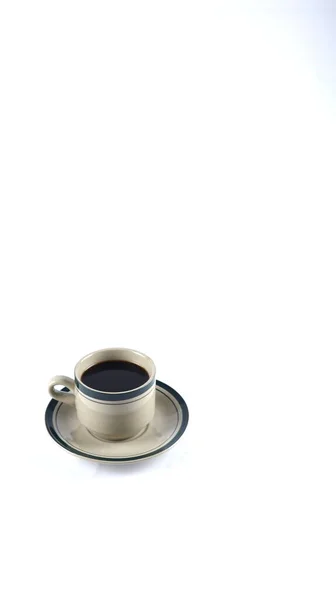 Egy Csésze Fekete Kávé Fehér Háttérrel Másolótér Terület — Stock Fotó