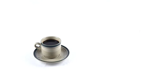 Tasse Schwarzen Kaffee Auf Weißem Hintergrund Kopierraum — Stockfoto