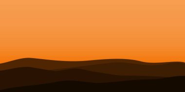 Gün batımı arkaplanı olan bir dağın siluet görüntüsü
