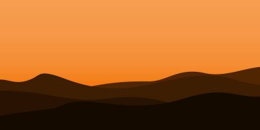 Gün batımı arkaplanı olan bir dağın siluet görüntüsü