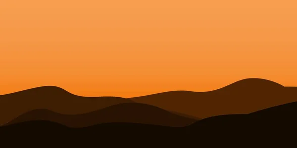 Silhouette View Mountain Sunset Background — Stock Vector