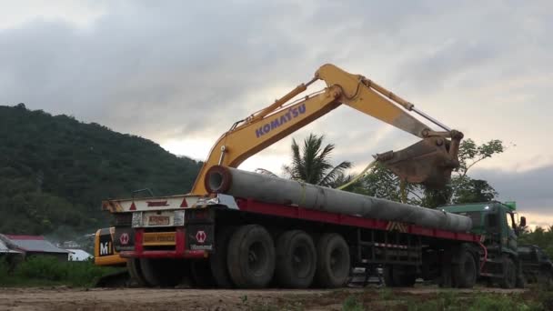 Gorontalo Indonesia March 2023 Heavy Equipment Cranes Doing Earth Works — 图库视频影像