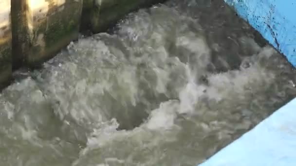 Fluxo Rio Que Passa Pela Porta Inundação — Vídeo de Stock